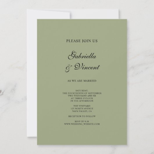 Invitation Vignobles verts Mariage vinicole (Dos)
