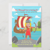 Invitation Viking Girl posant devant Viking ship Party (Devant)