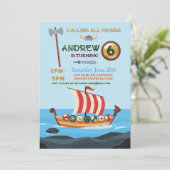Invitation Vikings Anniversaire Bateau Guerrier Ax (Debout devant)