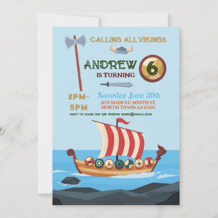 Invitation Vikings Anniversaire Bateau Guerrier Ax