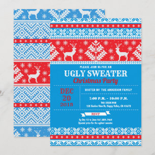 Invitation Vilain pull rennes de Noël sapin de Noël