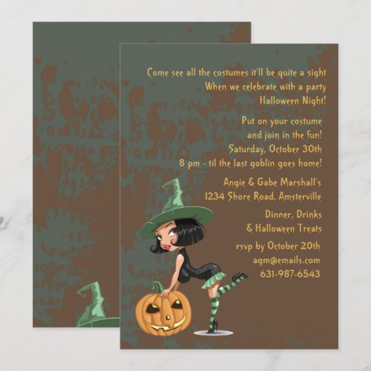 Invitation vilaine de sorcière (Devant / Derrière)