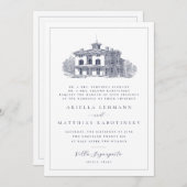 Invitation Villa double côté Destination Mariage hébreu (Devant / Derrière)