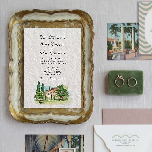 Invitation Villa italienne Mariage aquarelle