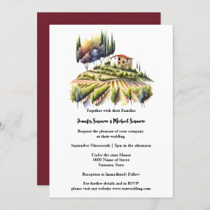 Invitation Villa toscane aquarelle Toscane vino italien