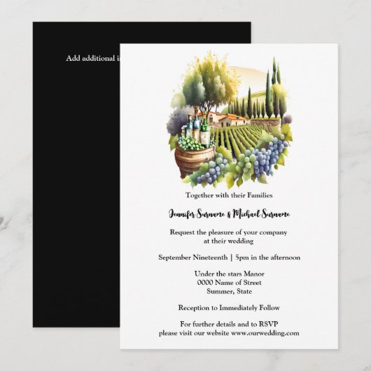 Invitation villa toscane aquarelle vino chic italien (Devant / Derrière)