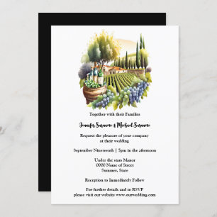 Invitation villa toscane aquarelle vino chic italien