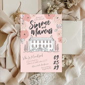 Invitation Villa toscane unique dessinée à la main avec fleur