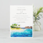 Invitation Villa Tropical Overwater Seascape Beach Mariage (Debout devant)