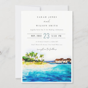 Invitation Villa Tropical Overwater Seascape Beach Mariage