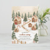 Invitation Village de biscuits en pain d'épices échange de bi (Debout devant)