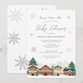 Invitation Village de Noël Baby shower d'hiver (Devant / Derrière)