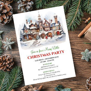 Invitation Village de Noël minimaliste scène hivernale cosy