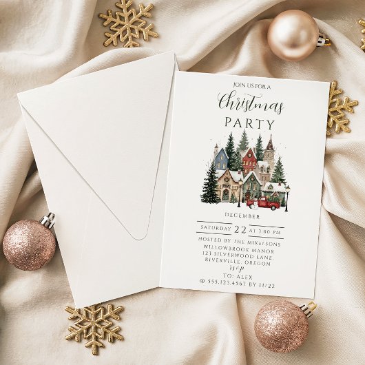 Invitation Village de Noël vintage