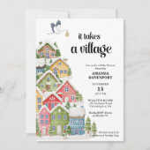 Invitation Village d'hiver Baby shower enneigé (Devant)