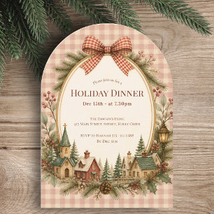 Invitation Village d'hiver Élégant Fête de vacances vintage
