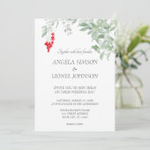 Invitation Village marocain Bougainvillea Mariage d'aquarelle (Debout devant)