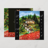 Invitation VILLAGE RUSTIQUE ANTIQUE EN TOUSCANIE, rouge bleu (Devant / Derrière)