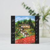 Invitation VILLAGE RUSTIQUE ANTIQUE EN TOUSCANIE, rouge bleu (Debout devant)