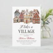 Invitation Village rustique Baby shower de Noël d'hiver (Debout devant)