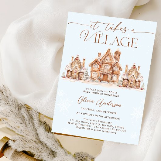 Invitation Village Snowy Winter Boy Baby shower