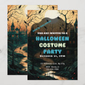 Invitation Ville d'Halloween Vintage Halloween (Devant / Derrière)