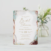 Invitation Vin Abstrait Red Aqua & Gold Winter Fête des marié (Debout devant)