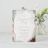 Invitation Vin Abstrait Red & Gold Engagement Party (Debout devant)