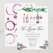 Invitation Vin aquarelle | Raisins | Fête des mariées moderne (Devant / Derrière)