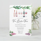 Invitation Vin aquarelle | Raisins | Fête des mariées moderne (Debout devant)