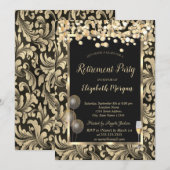 Invitation Vin Ballons en verre d'or à la retraite (Devant / Derrière)