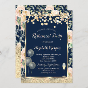 Invitation Vin Ballons en verre Or Parties scintillant Rose r