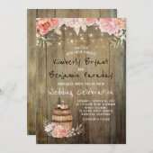 Invitation Vin Barrel Boho Rustic Barn String Lumières Mariag (Devant / Derrière)