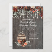 Invitation Vin Barrel Rustique String Lumières Mariage Bourgo (Devant)