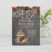 Invitation Vin Barrel Rustique String Lumières Mariage Bourgo (Debout devant)