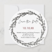 Invitation Vin blanc noir Floral Botanique Enregistrer la dat (Devant)