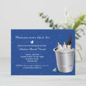 Invitation Vin Bleu et Bouteilles bébé Sip et voir Baby showe (Debout devant)
