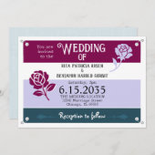 Invitation Vin Blue Rose coureur Bib Marathon Mariage (Devant / Derrière)