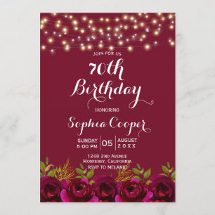Invitation Vin Bourgogne Floral String Lights 70e anniversair