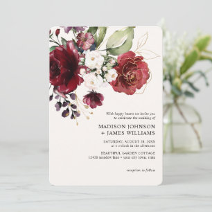 Invitation Vin Bourgogne Or Blush Floral