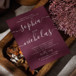 Invitation Vin Bourgogne / Partie d'engagement du script Plum<br><div class="desc">Simple écriture minimaliste mariage engagement invitation à la fête en Bourgogne du vin,  couleurs prune. Veuillez me contacter si vous avez besoin d'autres articles.</div>