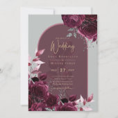 Invitation Vin Bourgogne Rose Gold Mariage (Devant)