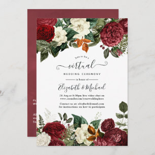Invitation Vin Bourgogne Rouge Floral en ligne Mariage virtue