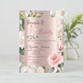 Invitation Vin bouteille Rose Fête des mariées (Debout devant)