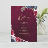 Invitation Vin de baies floral mariage (Debout devant)