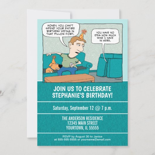 Invitation Vin de boisson amusant à la fête d'anniversaire de (Devant)