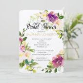 Invitation Vin de Bourgogne Aquarelle rose Floral (Debout devant)