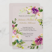 Invitation Vin de Bourgogne Aquarelle rose Mariage de crème f (Devant / Derrière)