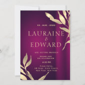 Invitation Vin de Bourgogne rouge et feuille d'or feuille (Devant)