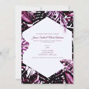 Invitation Vin de Bourgogne Tropical Palm Feuille Chic Mariag